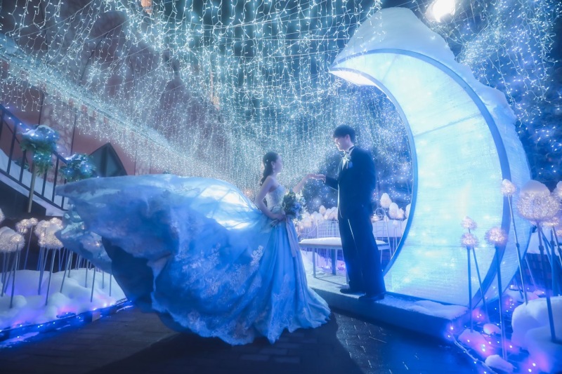 幻想的なイルミネーションでの撮影