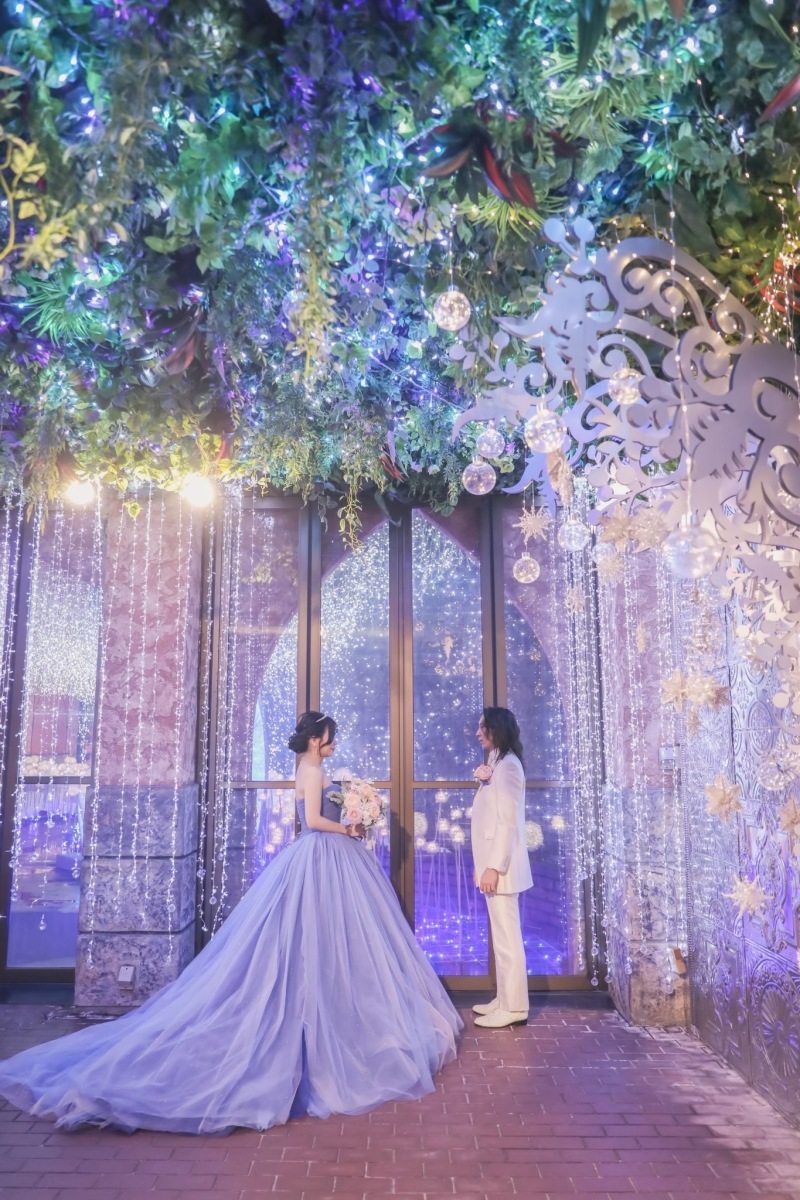 幻想的なイルミネーションでの撮影