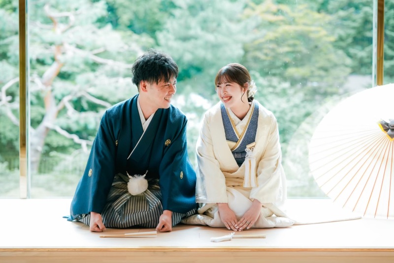 あたたかい日差しの中で和装撮影