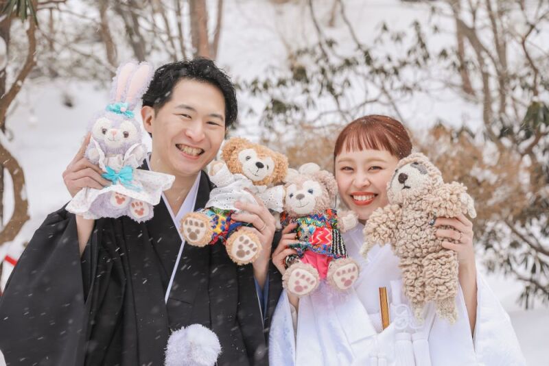 ぬいぐるみを使用したお二人らしいショット♡