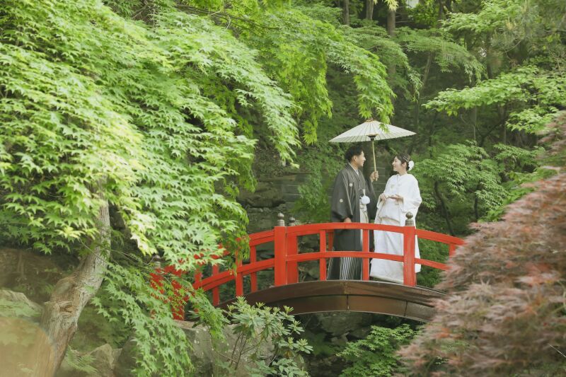 四季折々の日本庭園での撮影スタート