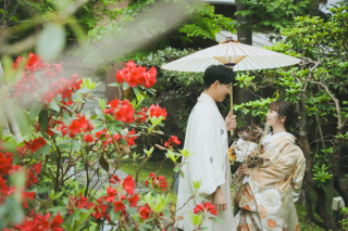 和装での撮影シーン