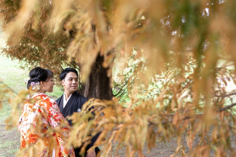 紅葉に囲まれて…