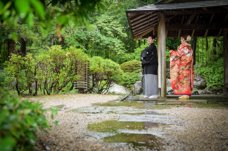 雨の中での撮影♡