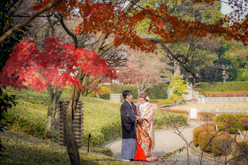 紅葉と一緒に