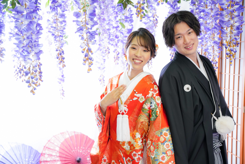 藤棚の前で♡