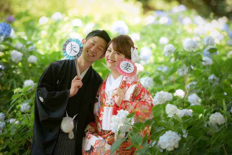 紫陽花に囲まれて...♥