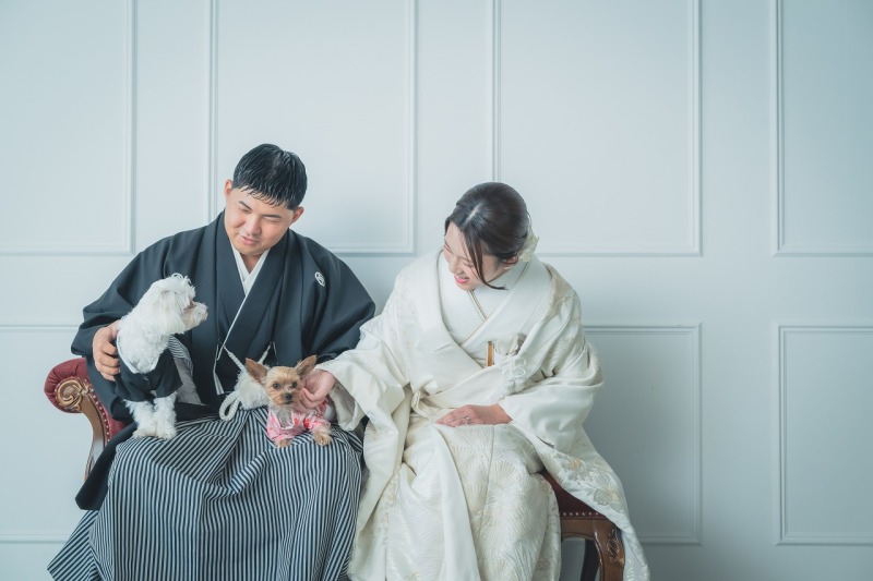 【ワンちゃんと撮影】スタジオ和装壱点プラン 衣裳差額無!ヘアメイク・データ80カット付♡