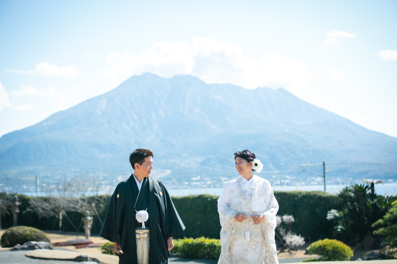 【仙厳園フォトプラン】新婦和装2着+新郎和装1着|仙厳園、データ、美容、衣装、小物付き|衣装300着から選び放題♪