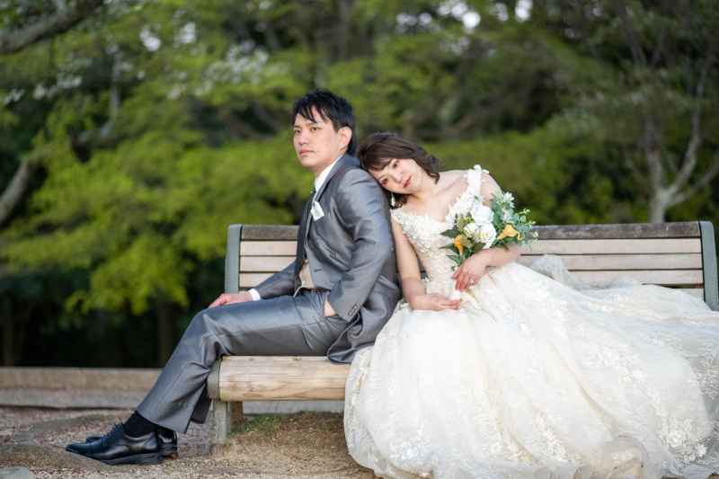 若草山山頂のベンチで