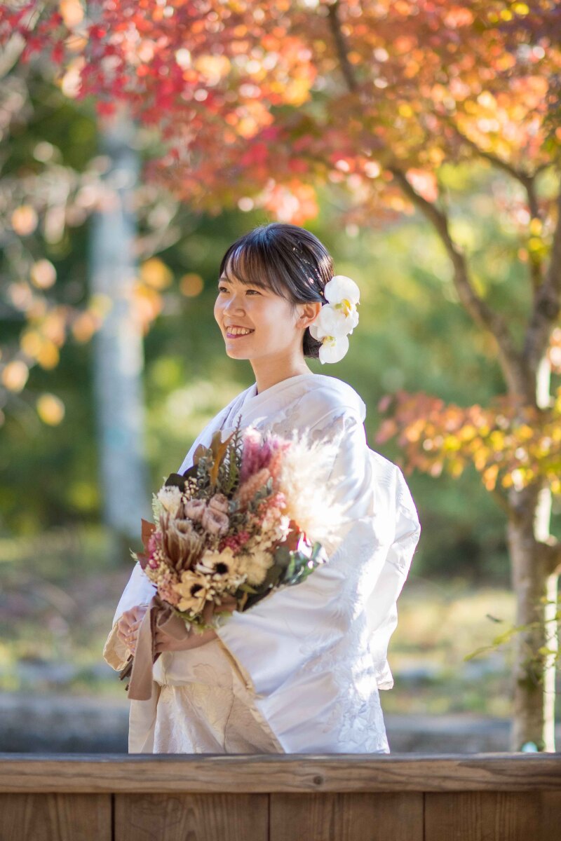 紅葉でソロ写真