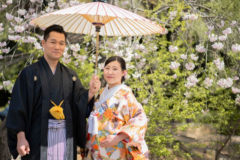 桜穴場スポットの河津桜の前で