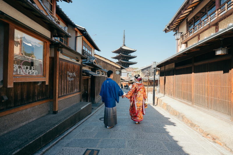 晴れの日の京都和装撮影