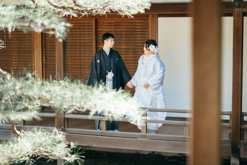 京都寺院で和装二着の撮影