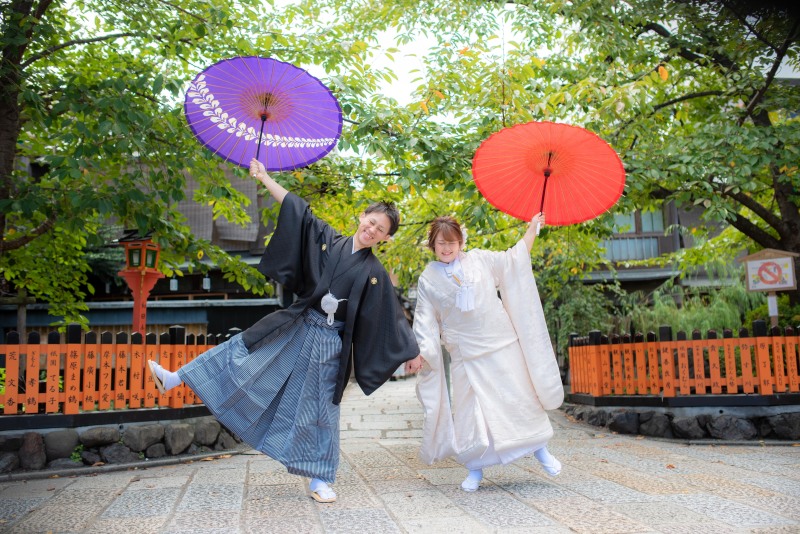 祇園白川和傘で前撮り