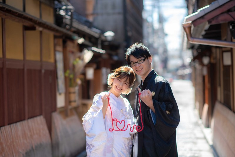 町家背景で撮影