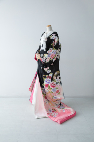 黒地ピンクぼかし花籠