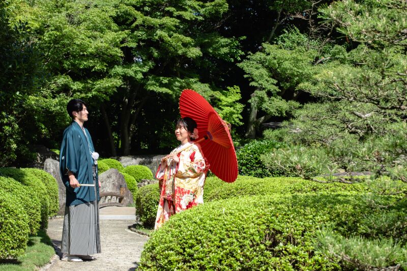 お庭で