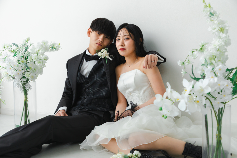 お花に囲まれて