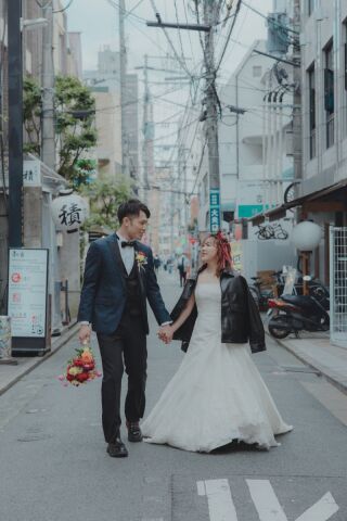 ワタベウェディング福岡フォトスタジオ_街ロケ（街中で残すちょっと特別な洋装撮影）