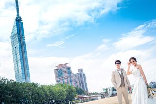 今だけ３万OFF！【ももち海浜公園】洋装フォトプラン（衣裳1着）新婦ヘアメイク＋着付＋衣裳小物＋髪飾り＋全データ150カット納品