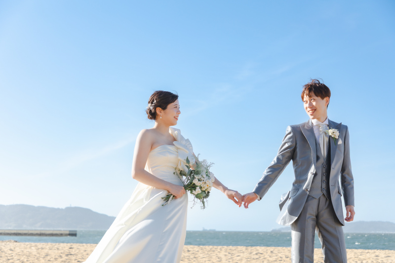 今だけ３万OFF！【ももち海浜公園】洋装フォトプラン（衣裳1着）新婦ヘアメイク＋着付＋衣裳小物＋髪飾り＋全データ150カット納品