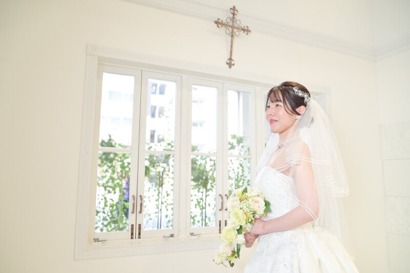 新婦様がもっとも美しく見える映えポイントで撮影♪