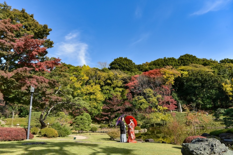 都内人気庭園での撮影が出来ます。