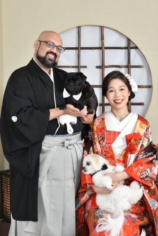 ウエディングサロンリーベルミースタジオ_和装スタジオフォトwithペット