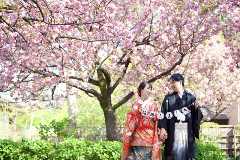 4月★春の桜フォトツアー♪【和装】ロケーションフォト　安心送迎車付き・太田黒公園（日本庭園）にて撮影　全データ100カット付き　