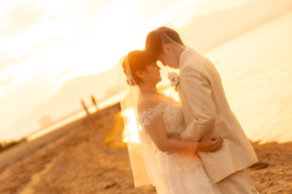 琵琶湖×夕日ロケーション