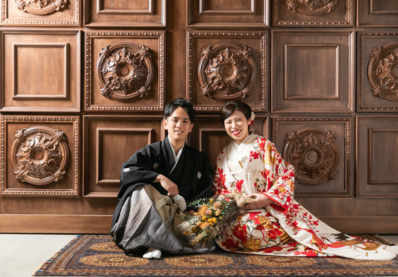 お持ち込みのブーケとオシャレに