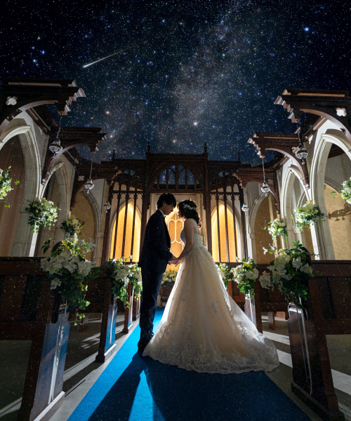 【シンプルプラン+星空レタッチ付き】◆ウエディングドレス1着◆50カットデータ付き 結婚式のウェルカムボードにも!