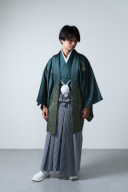 緑紋付袴