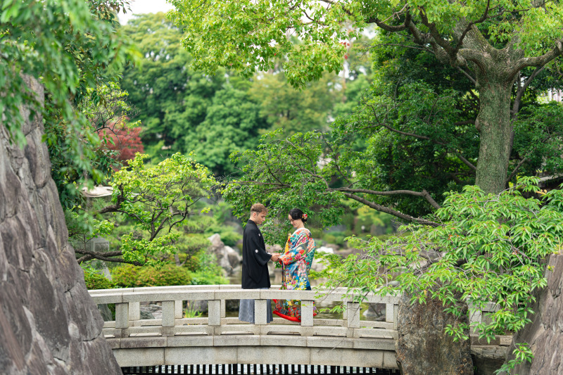 庭園で撮影開始