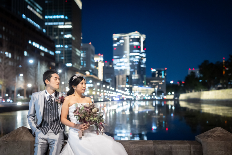 ホワイトに輝く夜景の美しい撮影