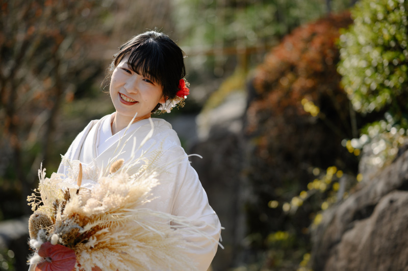 日本庭園に馴染むナチュラルブーケ