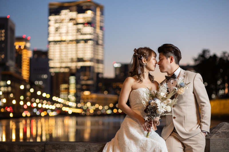 オレンジ色に輝く街と♡