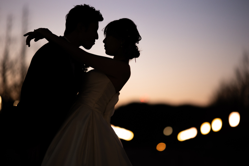 空のコントラストを背景に