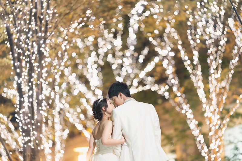 和装からイルミネーションでドレス撮影♡