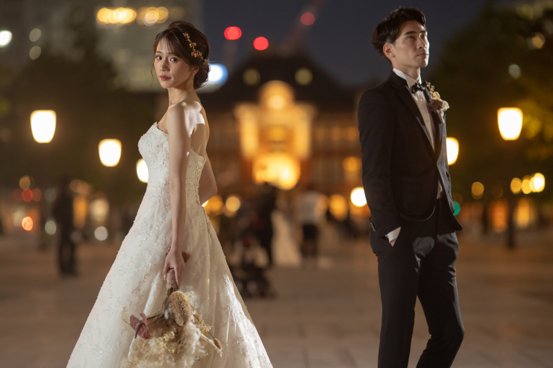 夜の東京駅前♡