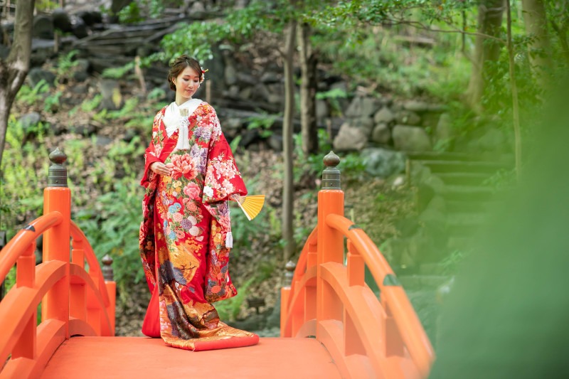 赤い橋の上からの撮影