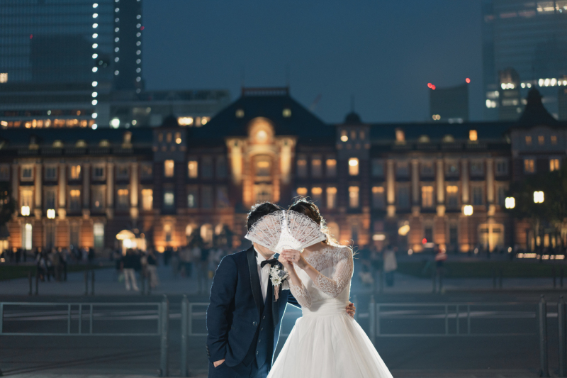 東京駅前での夜景撮影♪