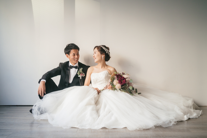 ふんわりとしたドレスを活かして