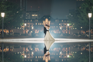 笑いあって撮影