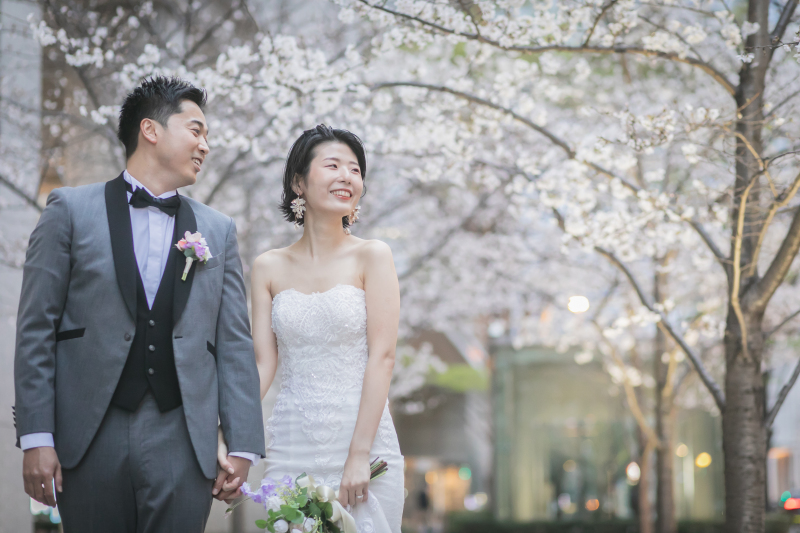 満開の桜と洋装撮影！