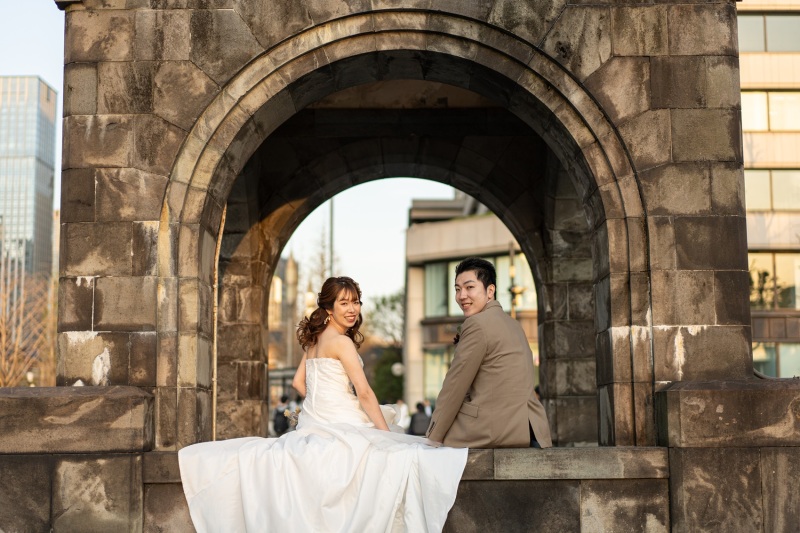 ウエディングドレスで撮影スタート♪