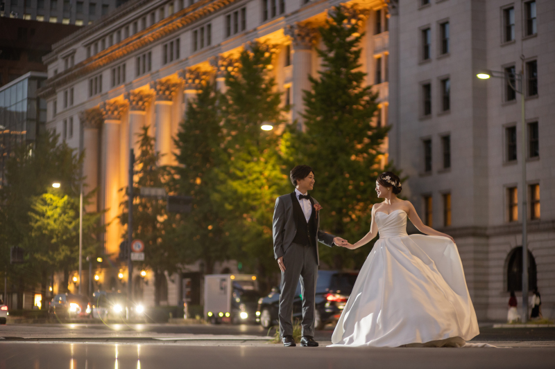 ライトアップされた街中で…♡