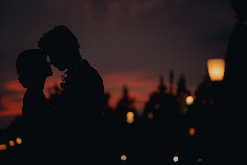 サンセットのグラデーションでシルエットフォト撮影