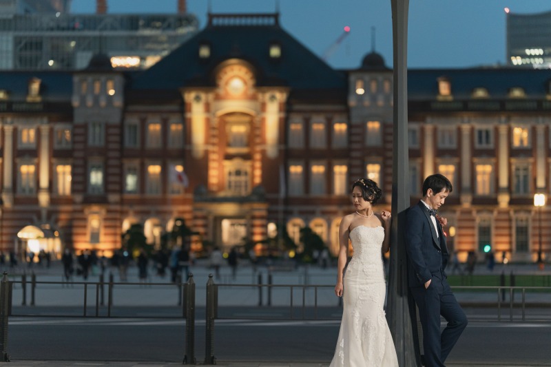 ライトアップされた東京駅